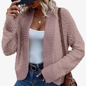 Elegant Mauve Knit Cardigan